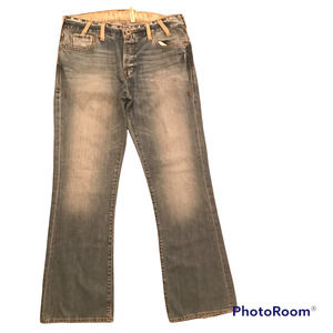 Guess Falcon Bootcut Men's Jeans Size 33 Denim Button Fly, Zip Embellishment